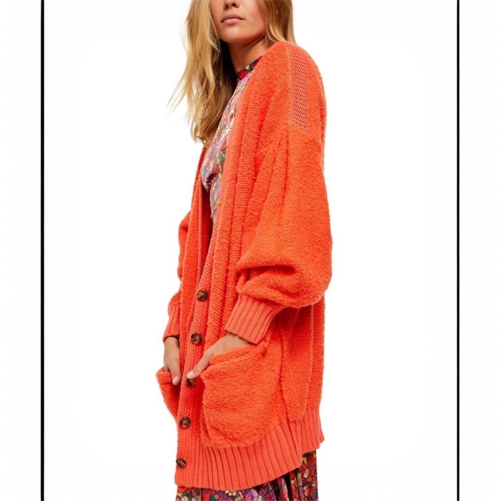 Free People Vibrant Orange Cardigan - Picture 2 of 6